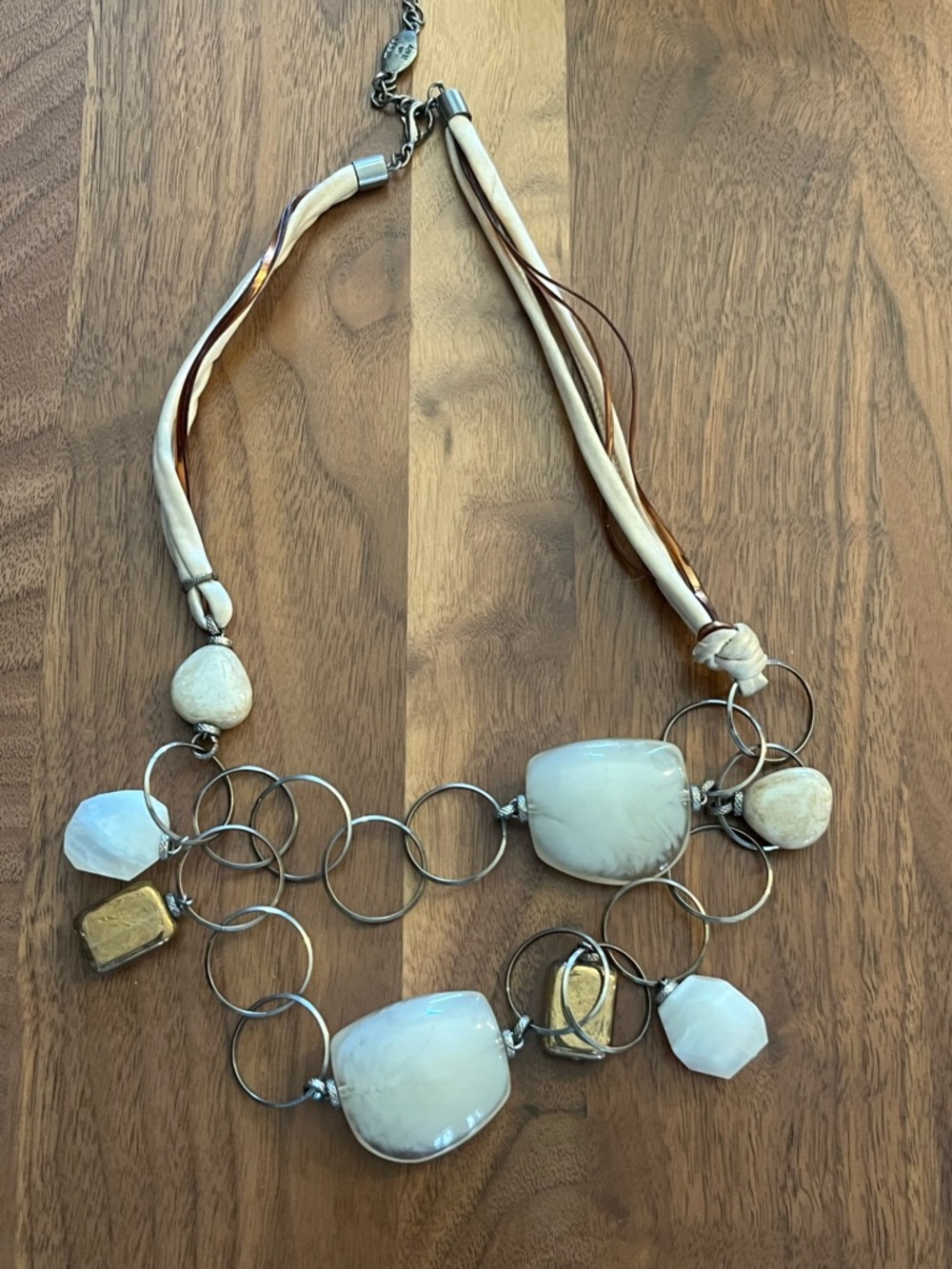 Italy -Women’s Cream Multi-Stone Statement Necklace and Earring Set